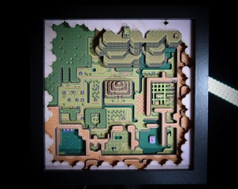 Nintendo - Zelda A Link to the Past - Shadow Box - 3D Effect - Wall Art - Limited Edition - Dark World Map - Retro Series