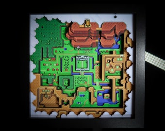 Nintendo - Zelda A Link to the Past - Shadow Box - 3D Effect - Wall Art - Limited Edition - Light World Map - Retro Series