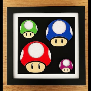 Nintendo - Super Mario Mushroom - Shadow Box - 3D Effect - Wall Art - Limited Edition