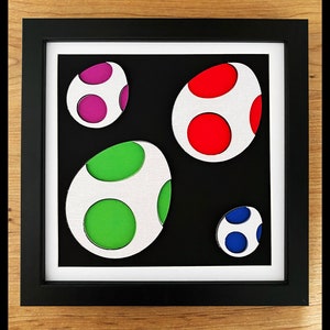 Nintendo - Super Mario Yoshi Eggs - Shadow Box - 3D Effect - Wall Art - Limited Edition