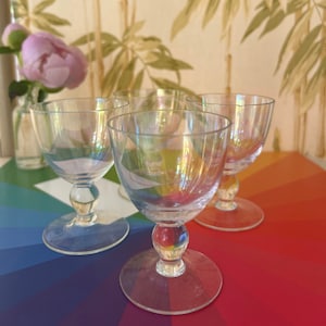 Set of 6 Vintage Iridescent  Mini Liquor Sherry or Shot Glasses