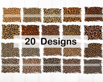 PNG - 20 Designs - Distressed Leopard Design Sublimation - High Resolution File