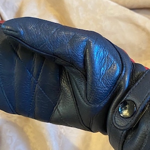 40% off Ski Chic Luxe STA-SOFT Red/Navy Leather mittens