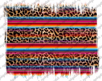 Serape Leopard Print PNG: Watercolor Sublimation Design (Digital Download)