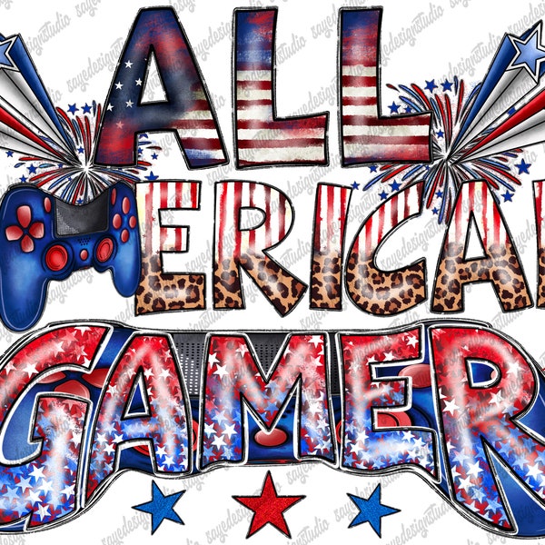 All American Gamer Png Sublimation Design, Game Controller American Flag Png, Happy 4th Of July Png, Gamer Png Downloads, Gaming Png