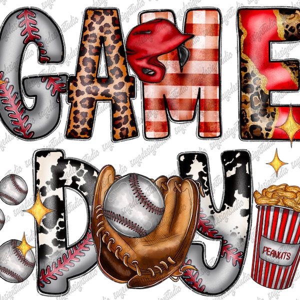 Game Day Baseball PNG, Baseball Leopard Print Png, Baseball Mama, Baseball Png, Game Day Png, Sublimation Designs, Transparent PNG File