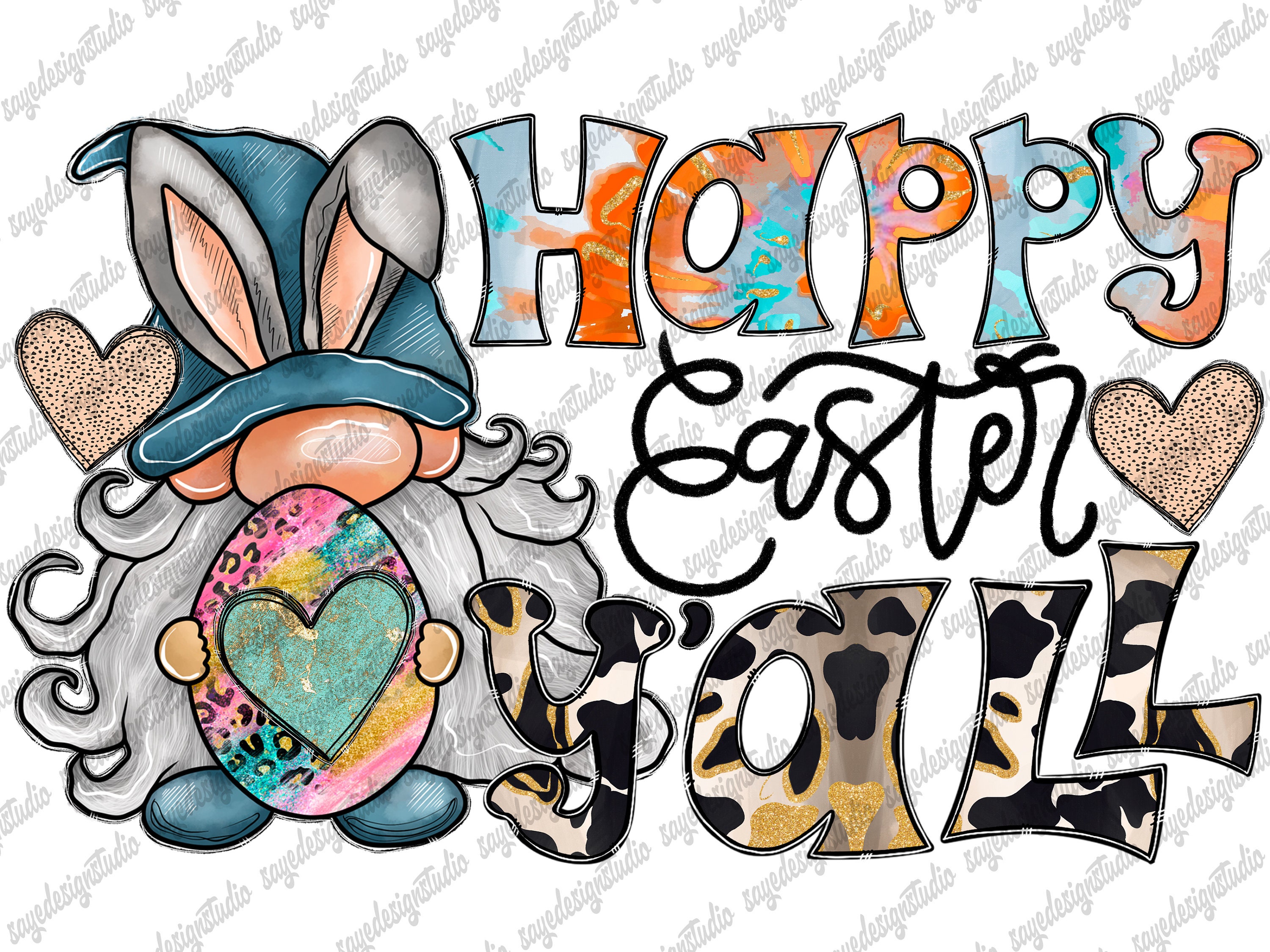 Happy Easter Y'all, Happy Easter Png, Bunnies Png, Glitter Happy Easter Y'all, Happy Easter Png, Bunnies Png, Glitter