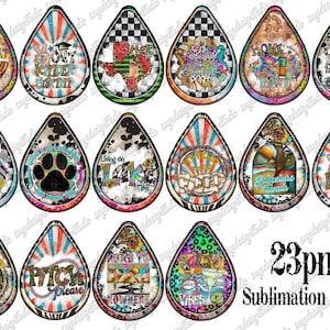 Western Tear Drop Earrings Bundle, Digital PNG File, Instant Download, Summer, Sublimation Design, Printable Graphic, Set Wraps Template