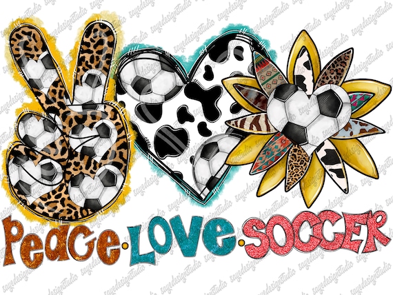 Peace Love Soccer PNG: Sunflower Sublimation Design (Digital Download)