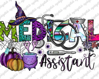 Medical Assistant Halloween PNG: Spooky Nurse Sublimation Design (Digital Download)