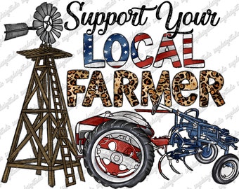 Support Local Farmer PNG: Serape Tractor Watercolor Design (Digital Download)