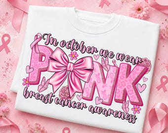 Breast Cancer Awareness PNG, Pink Ribbon Sublimation Design (Digital Download)