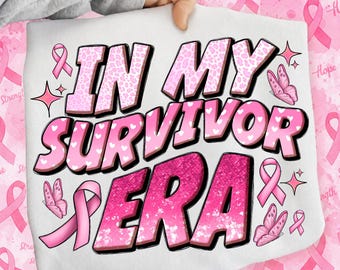 Survivor Era PNG, Breast Cancer Awareness Sublimation Design (Digital Download)