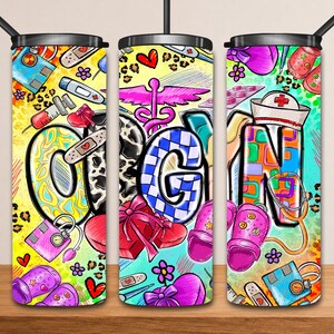 OBGYN Nurse Tumbler Wrap PNG, 20oz Skinny Tumbler Design (Digital Download)