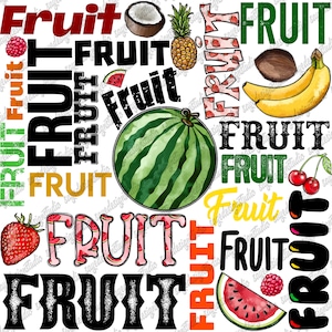 Fruit Design Png File, Western, Sublimation Fruits, Watermelon Png, Banana, Fruit Design, Typography, Digital Download, Sublimation Design