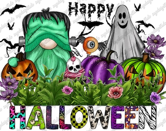 Happy Halloween PNG: Ghost, Pumpkin, Spooky Design (Digital Download)