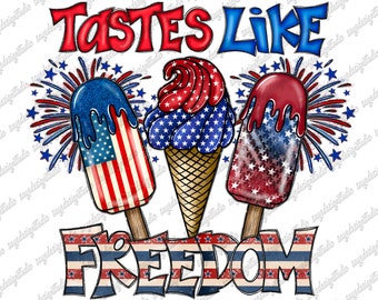 American Flag Ice Cream PNG: 4th of July Sublimation Design (Digital Download)