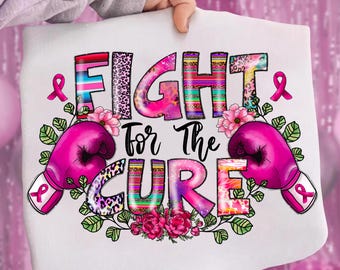 Fight For The Cure Png: Breast Cancer Awareness, Leopard Print (Digital Download)