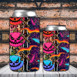 Halloween Pumpkin Png, 12oz Can Cooler, 15oz Slim Can Cooler Sleeve, Halloween, Spooky, Can Cooler Png, Halloween Pattern,Sublimation Design