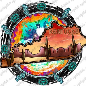 Kentucky Map Png, Western Design, Kentucky, Country, Desert, Kentucky Design, Cactus,Western Sublimation,Digital Download,Sublimation Design