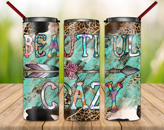 Western Tumbler Sublimation Design, Beautiful Crazy PNG (Digital Download)