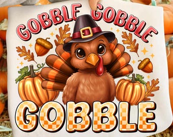 Thanksgiving Turkey PNG, Gobble Design, Autumn Clipart (Digital Download)
