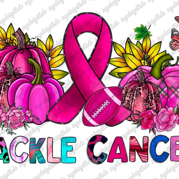 Tackle Cancer PNG, Sublimation design, Breast cancer awareness, Cancer awareness, Pink ribbon, Leopard print, Football ball png, October Png