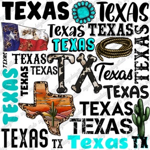 Texas Png File, Western, Texas Design, Gemstone Turquoise, Cactus, Texas Map, TX Png, Typography, Digital Download, Sublimation Design