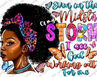 Black Woman God Quotes PNG: Afro Christian Sublimation Design (Digital Download)