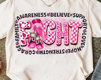 Breast Cancer Fight Ribbon Design PNG: Survivor Warrior Support (Digital Download)