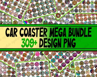 Car Coaster Sublimation Designs: 309 PNG Bundle (Digital Download)
