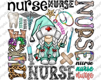 Nurse Gnome PNG File: Western Sublimation Design (Digital Download)