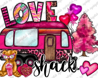 Love Shack Png, Caravan Png, Valentine's Day Camp png, Sublimation Design, Happy Valentine's Day Png, Camp png, Cupid, Digital Download