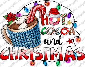 Hot Cocoa Christmas PNG: Santa, Candy, Western Design (Digital Download)