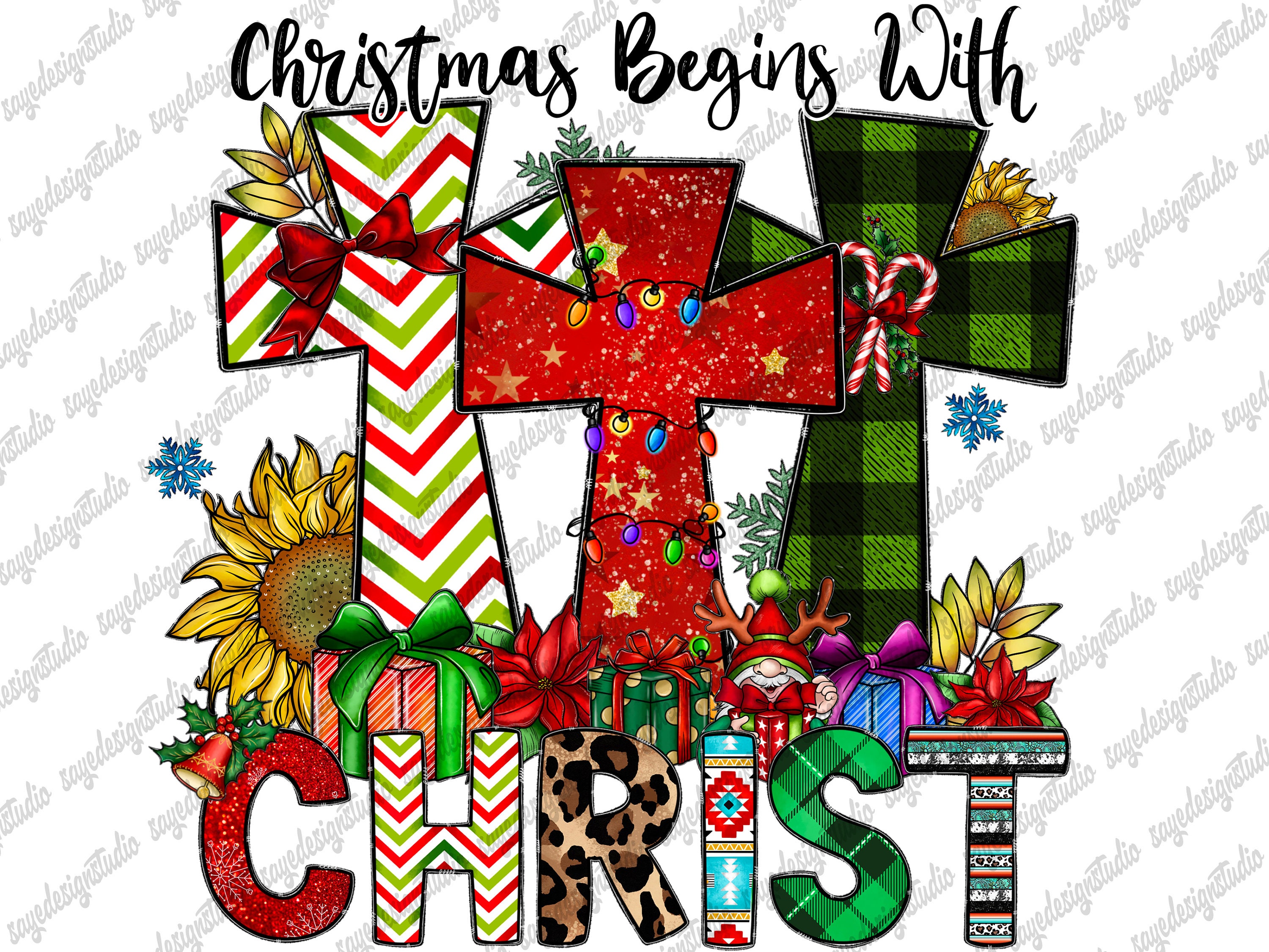 Christmas cross clipart
