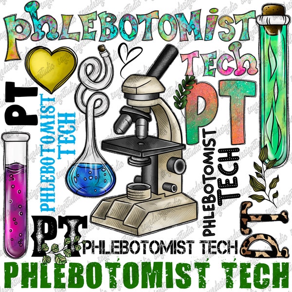 Phlebotomist Tech, Nurse Png File, Western, Test Tube Png, Stethoscope Png, Nurse Design, Typography, Digital Download, Sublimation Design
