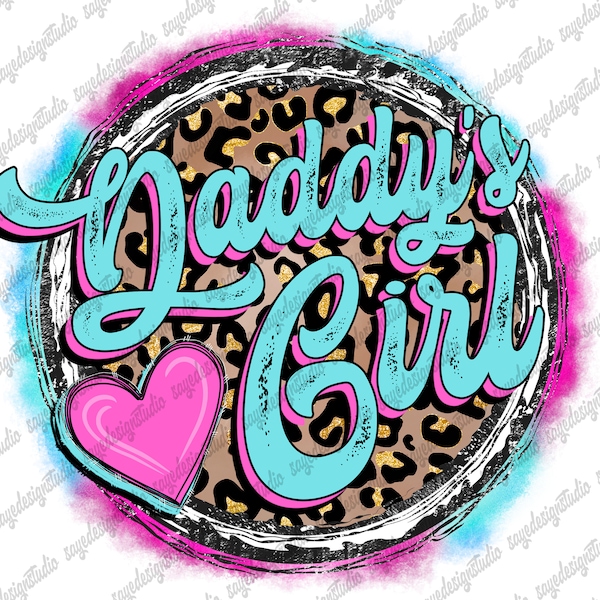 Daddy's Girl PNG: Western Leopard Heart Sublimation Design (Digital Download)