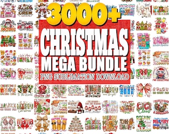 3000+ Christmas Sublimation PNG Bundle, Santa, Snowman, Reindeer (Digital Download)