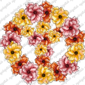 Hippie Peace Png, Western, Peace Symbol Png, Flower Png, Flower Peace Png, Hippie, Western Sublimation, Digital Download, Sublimation Design