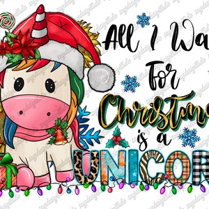 Christmas Unicorn PNG: Leopard Sublimation Design (Digital Download)