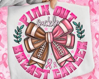 Pink Out Cackle Football Bow PNG, Breast Cancer Awareness (Digital Download)