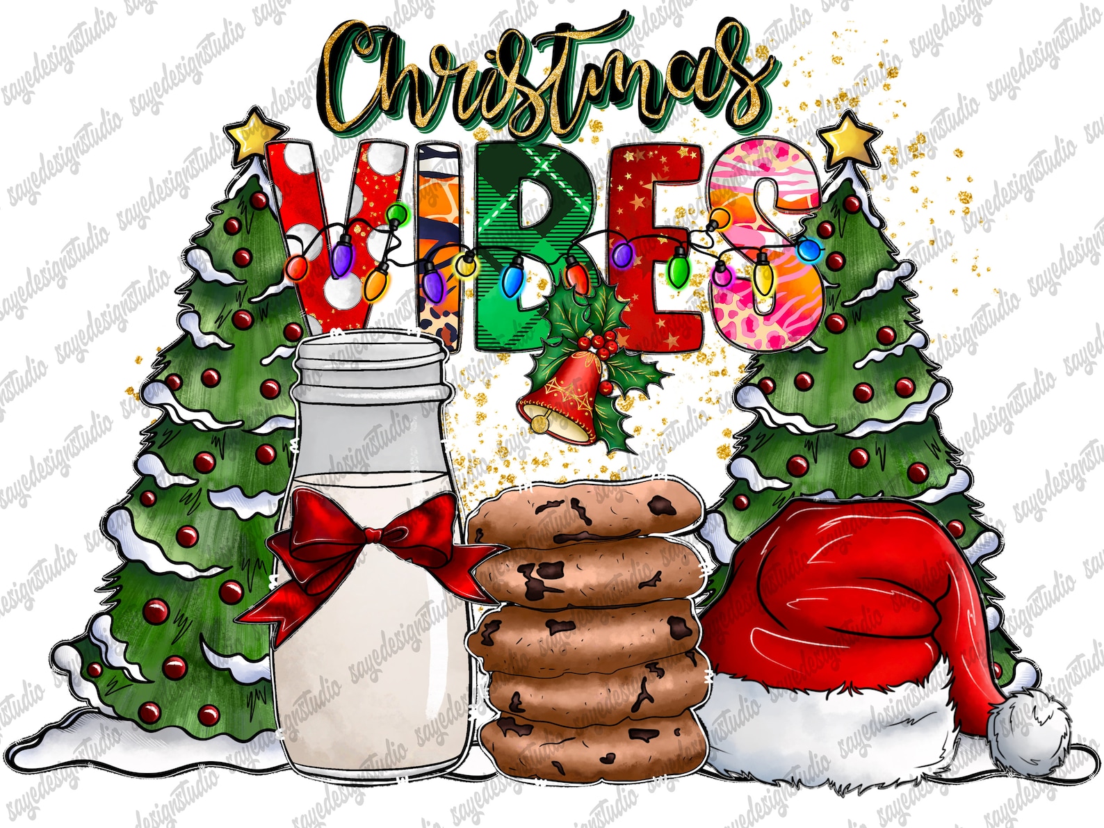 Christmas Vibes Png Merry Christmas Png Holidays Milk Etsy