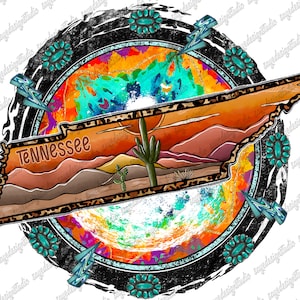 Tennessee Map Png, Western Design,Tennessee, Country,Desert,Tennessee Design,Cactus,Western Sublimation,Digital Download,Sublimation Design