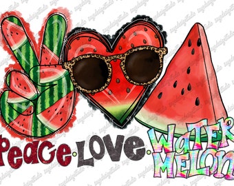 Peace Love Watermelon Sublimation Design (PNG)