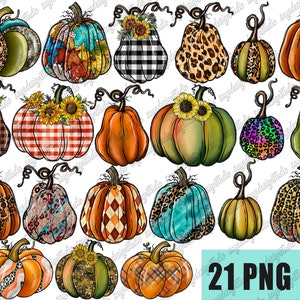 Autumn Pumpkin Sunflower PNG Bundle: Sublimation Design (Digital Download)