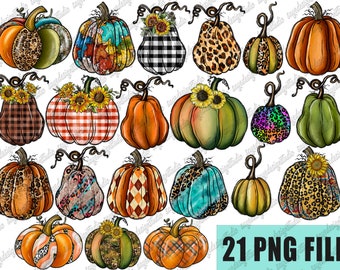 Autumn Pumpkin Sunflower PNG Bundle: Sublimation Design (Digital Download)