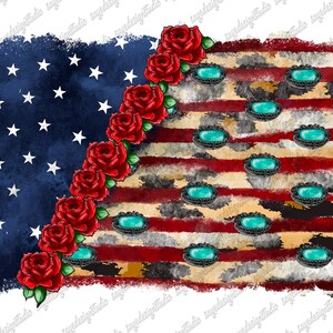 American Flag Png, America, USA Png, Western, 4th of July, Western American Flag, Gemstone Turquoise, Digital Download, Sublimation Design