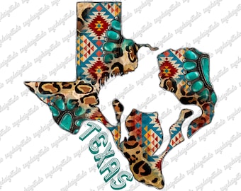 Texas Png: Western Aztec Watercolor Sublimation Design (Digital Download)