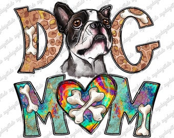 Dog Mom Watercolor Design: Glitter Tie Dye Bone PNG (Digital Download)