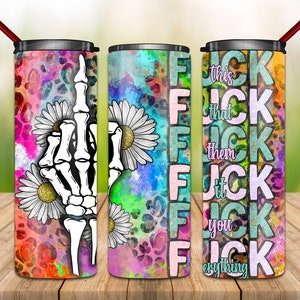 Skeleton Hand Fuck Tumbler PNG: Western Sublimation Design (Digital Download)